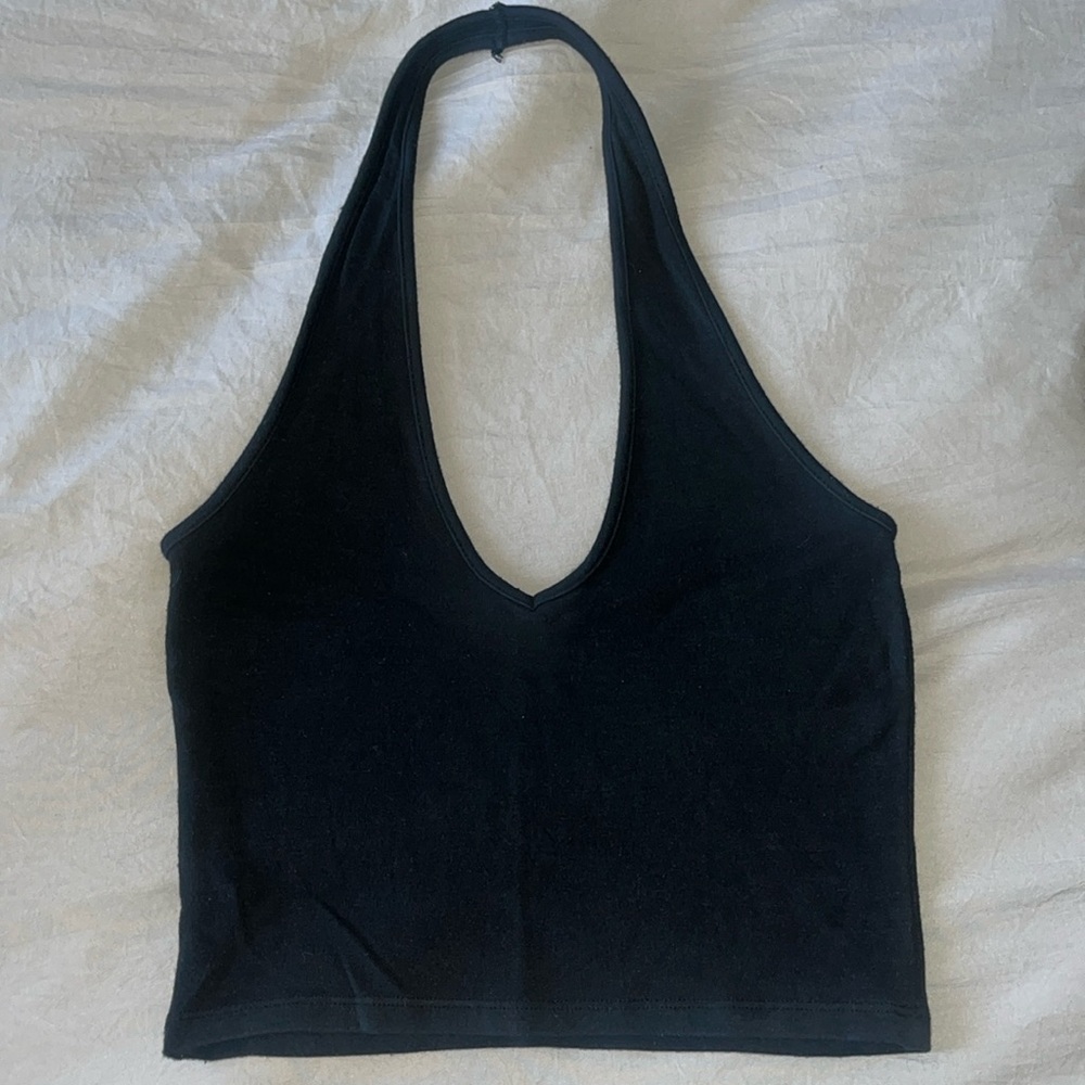 Brandy Melville cropped black halter top